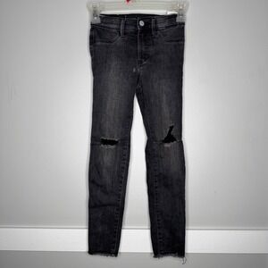 Old Navy Ballerina Jeggings Kids Sz 8 Black Distressed 360 Stretch Skinny Jeans